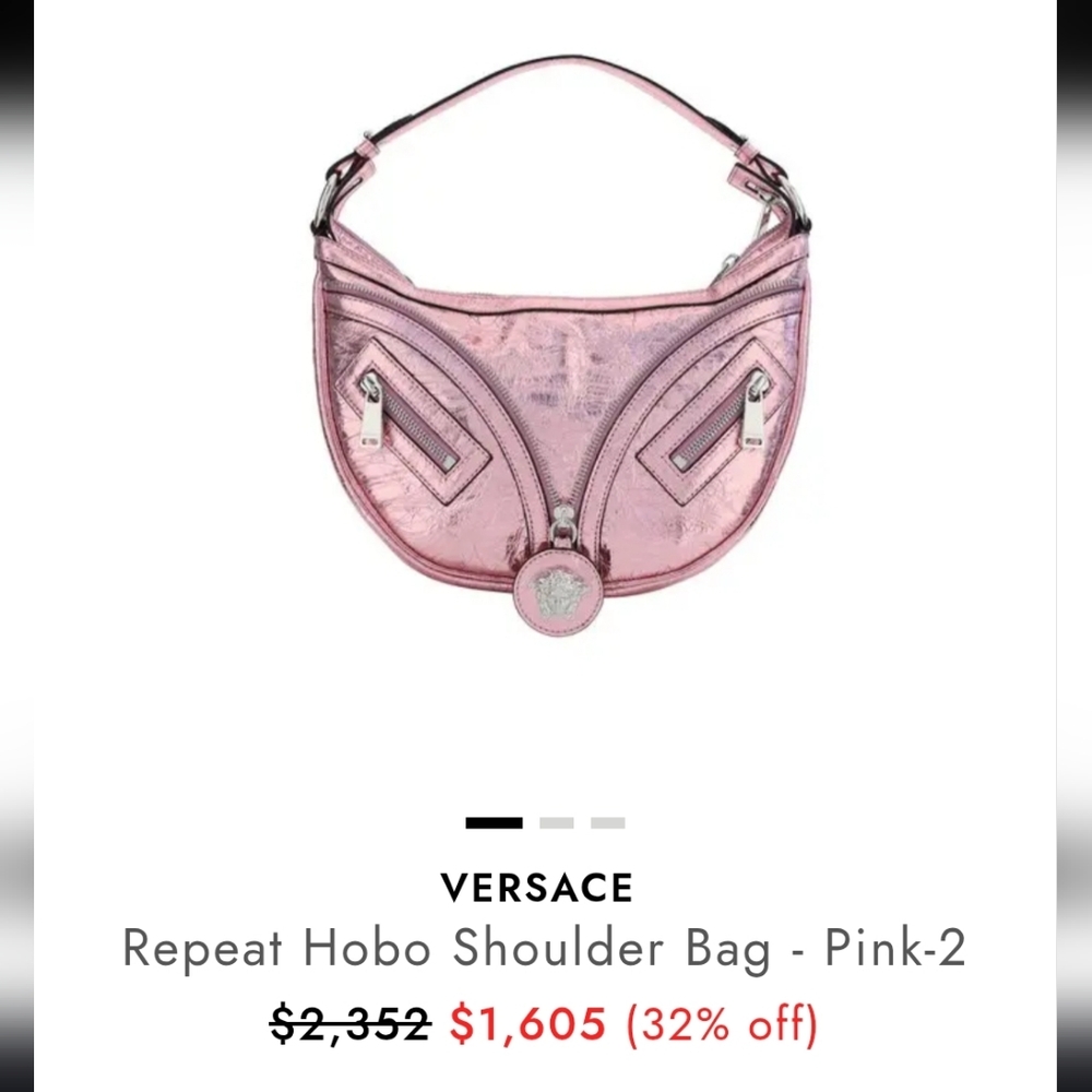 NWT $1850 Versace x Dua Lipa Pink Metallic Leather Bag Silver Medusa - Picture 14 of 14